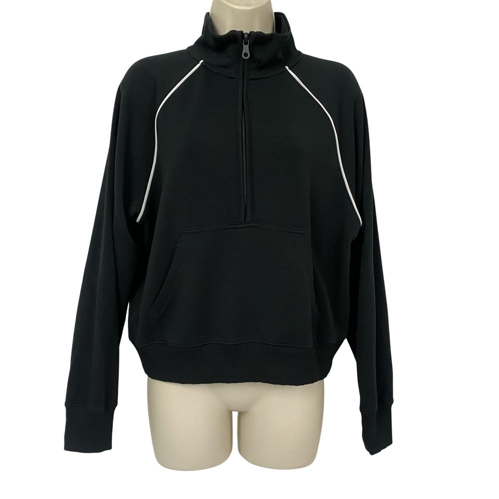Aerie Offline ChillUp Sweatshirt Womens Medium Black 1/4 Zip Pullover Pockets